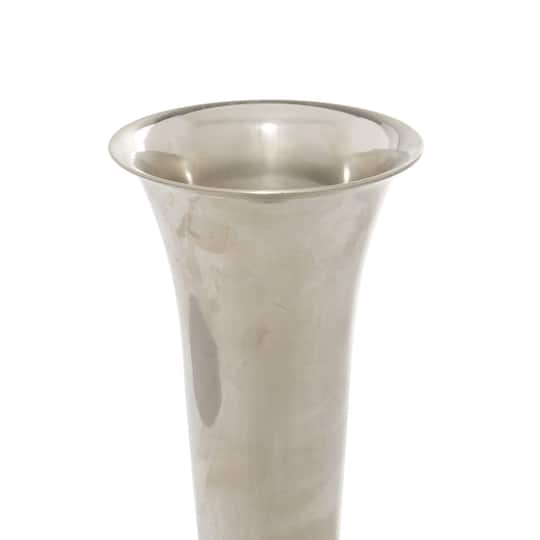 14" Silver Aluminum Traditional Vase